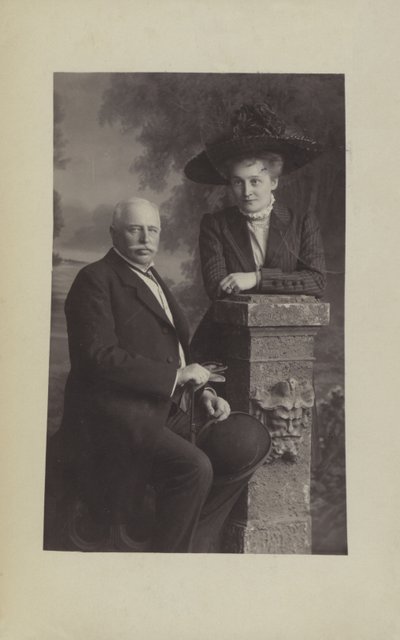 Graf Ferdinand von Zeppelin, Alman zeplin tasarımcısı ve yapımcısı ve karısı Isabella (s/b fotoğraf) by Photographer German