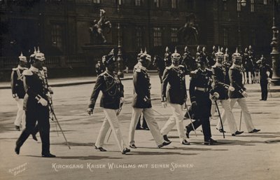 Kaiser Wilhelm II ve oğulları (s/b fotoğraf) by Photographer German