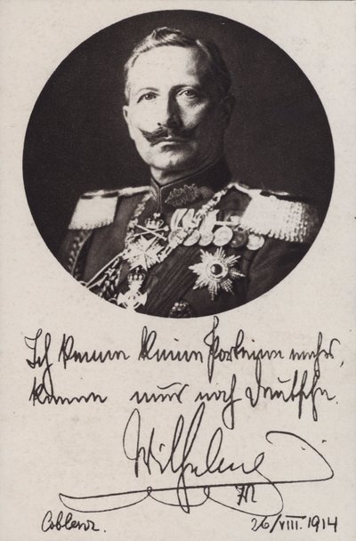 Almanya Kralı II. Wilhelm, Birinci Dünya Savaşı propaganda kartpostalı (s/b fotoğraf) by Photographer German