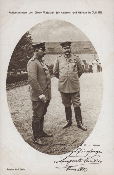 Kaiser Wilhelm II ile Mareşal Paul von Hindenburg, Alman ordusunun komutanı Posen, I. by Photographer German