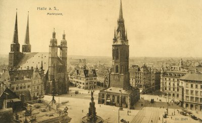 Marktplatz, Halle (s/b fotoğraf) by Photographer German
