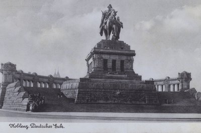 Kaiser Wilhelm I Anıtı, Deutsches Eck, Koblenz, Almanya (s/b fotoğraf) by Photographer German