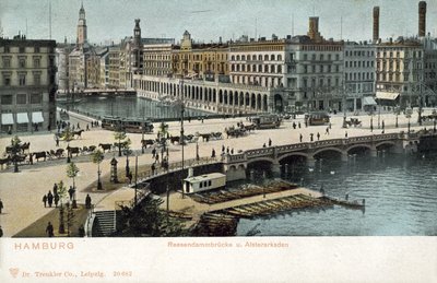 Reesendamm Köprüsü, Alster Nehri, Hamburg (renkli fotoğraf) by Photographer German