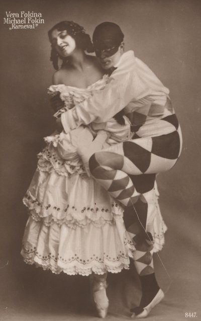 Rus bale dansçıları Vera Fokina ve Michel Fokine, Carnaval'da, c1910 (s/b fotoğraf) by Photographer German