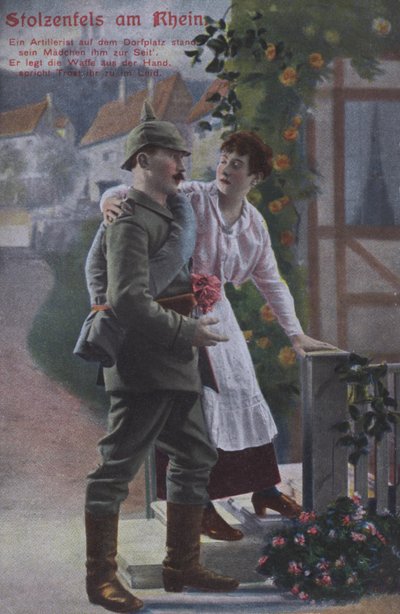 Ren Nehri üzerindeki Stolzenfels Kalesi, Alman vatansever askeri temalı kartpostal (renkli fotoğraf) by Photographer German