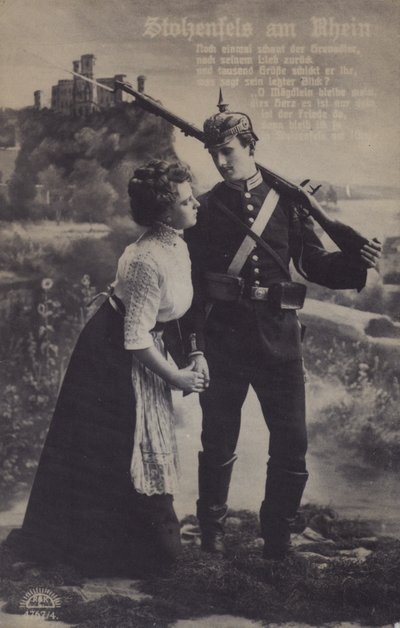 Ren Nehri üzerindeki Stolzenfels Kalesi, Alman vatansever askeri temalı kartpostal (s/b fotoğraf) by Photographer German