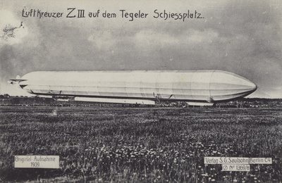 Tegel atış poligonunda Zeppelin LZ III, Berlin (s/b fotoğraf) by Photographer German