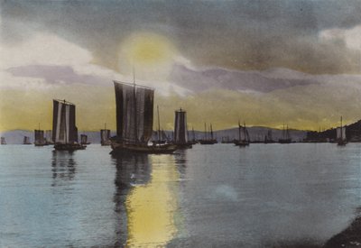 Japonya, c.1912: Gün batımı, Akashi sahili (fotoğraf) by Photographer Japanese