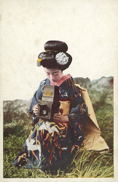 Geleneksel kostüm giyen Japon kadın (renkli fotoğraf) by Photographer Japanese
