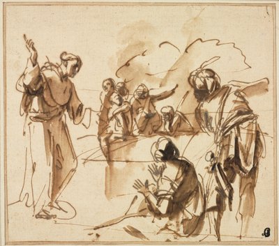 Bir Keşiş Vaazı, 17. yüzyılın ortalarında. by Pier Francesco Mola
