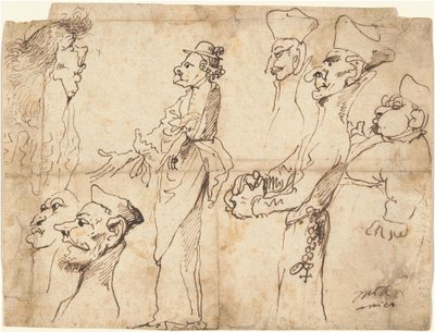 Rahiplerin ve Rahiplerin Karikatürleri by Pier Francesco Mola