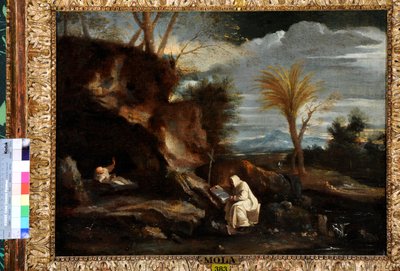 İki Carthusian Keşişle Manzara (tuval üzerine yağlı boya) by Pier Francesco Mola