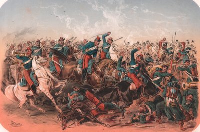 Savaş sahnesi, Kırım Savaşı, renkli litografi, 29x20 cm, Episodes de la guerre d