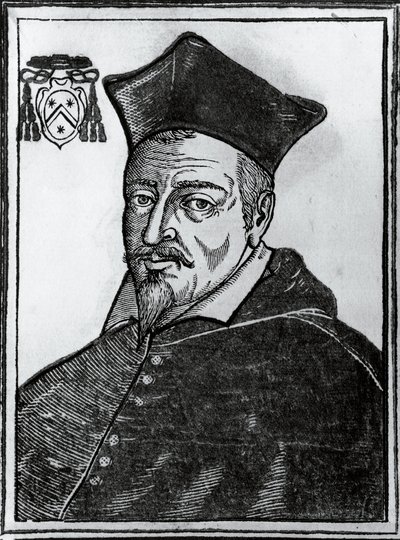 Pierre de Berulle (1575-1629), Fransız Katolik teolog ve kardinal portresi, baskı by Blaise Nicolas Le Sueur