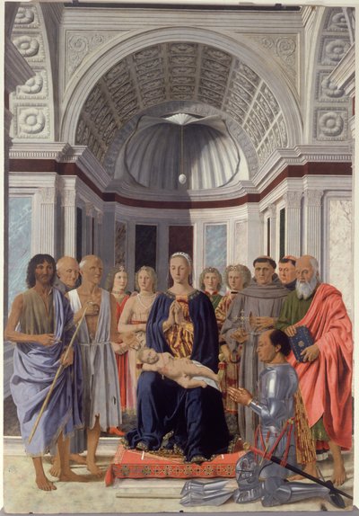 Madonna ve Çocuk ve Azizler, Melekler ve Montefeltro Frederick by Piero dellaFrancesca