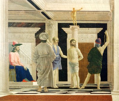 İsa'nın Kırbaçlanması, Piero della Francesca (1412-1492), panel üzerinde Tempera, 58x81,5 cm, detay by Piero della Francesca