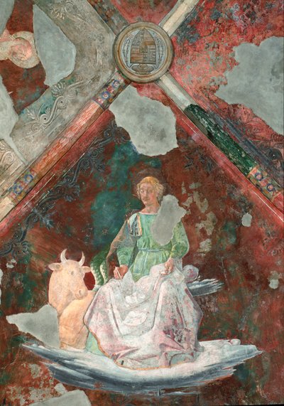 Aziz Luke. Piero della Francesca'ya (1410 / 1420-1492) atfedilen bir fresk detayı. San Michele Şapeli. Santa Maria Maggiore Bazilikası (Kutsal Meryem Ana), Roma. by Piero della Francesca