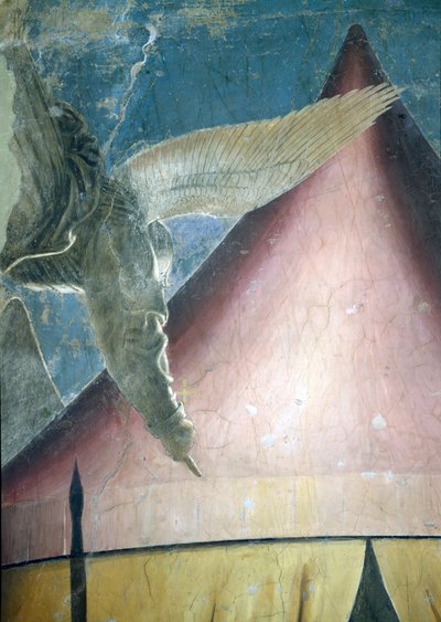 Gerçek Çapraz Döngüden meleğin detayı olan Konstantin Rüyası, 1464 fresk tamamlandı by Piero della Francesca