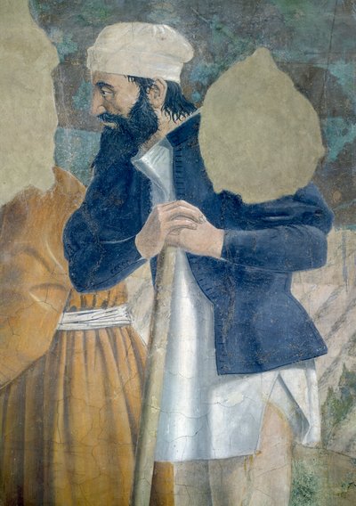 Gerçek Haç Efsanesi, Haçın Keşfi, bir izleyici detayı, 1464 fresk tamamlandı by Piero della Francesca