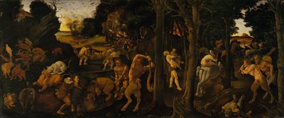 Bir Avlanma Sahnesi, c.1494-1500 (Masonite'ye aktarılan tempera ve yağ) by Piero di Cosimo