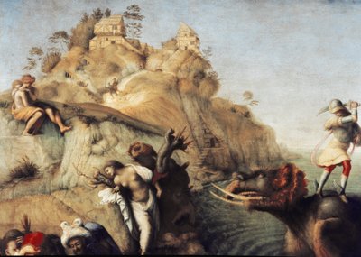 Perseus Freeing Andromeda, detay (1510, tuval üzerine yağlı boya) by Piero di Cosimo