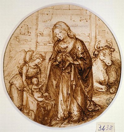 Çocuğun Hayranlığı (kağıt üzerine kalem ve mürekkep) by Piero di Cosimo