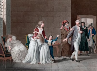 Fransa Kralı Louis XVI'nın (1754-1793, ailesinden) ayrılması. Paris, Temple hapishanesi, 20 Ocak'ta by Pierre (after) Bouillon