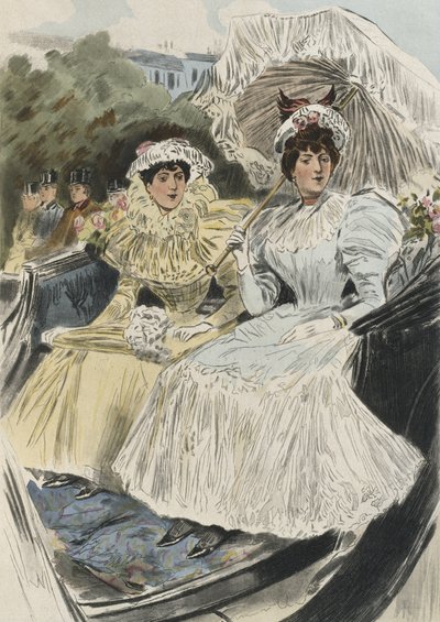 Kolay erdemli seçkin genç kadınlar, Octave Uzanne (1851-1931) 1894 (renkli gravür) tarafından 