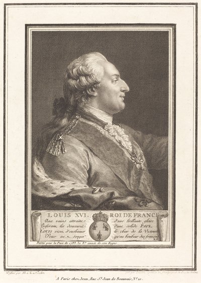 Louis XVI, Fransa Kralı by Pierre Adrien Le Beau after Benedict Alphonse Nicolet