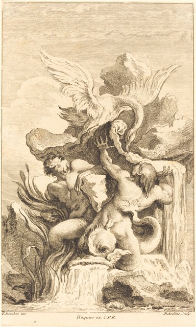İki Triton ve Bir Kuğu by Pierre Alexandre Aveline after François Boucher