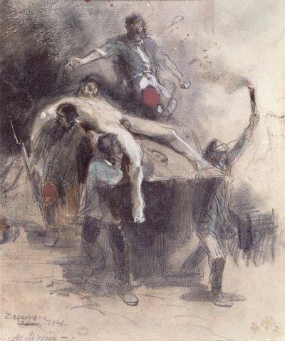 Bir ceset taşıyan adamlar, 23 Şubat 1848 (guaş) by Pierre Andrieu