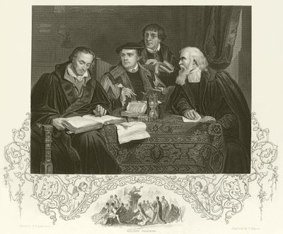 Luther, Melancthon, Pomeranus ve Cruciger by Pierre Antoine Labouchere