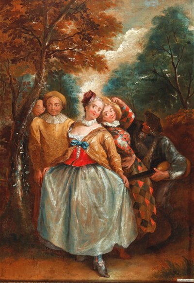 Columbina, Harlequin ve Pierrot ile bir Commedia dell