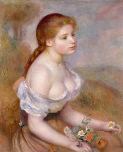 Papatyalarla Genç Kız by Pierre Auguste Renoir