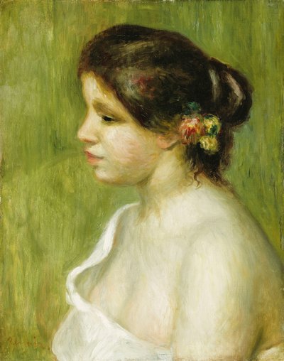 Kulağını Süsleyen Çiçeklerle Genç Kız Büstü, 1898 by Pierre Auguste Renoir