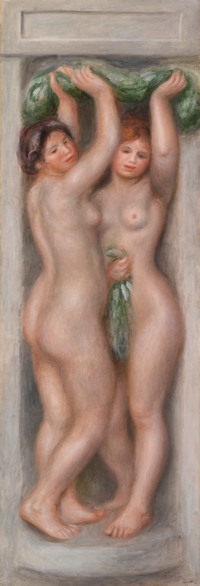 Karyatidler (Karyatidler); İki Yıkananlar (dekoratif panel) olarak da adlandırılır by Pierre Auguste Renoir