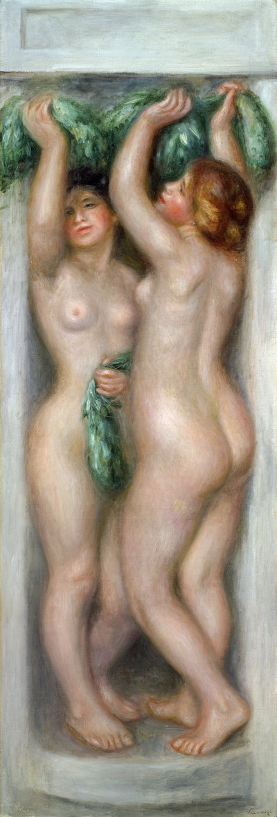 Caryatids, c.1910 (panelde yağlı boya) by Pierre Auguste Renoir