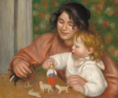 Oyuncaklı Çocuk - Gabrielle ve Sanatçının Oğlu, Jean, 1895-1896. by Pierre Auguste Renoir