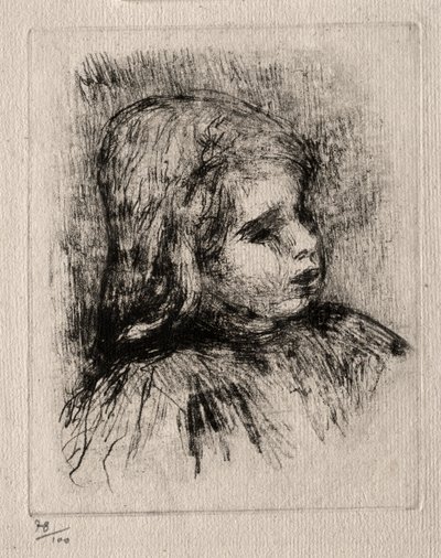 Claude Renoir, dörtte üçü sağa, 1908. by Pierre Auguste Renoir