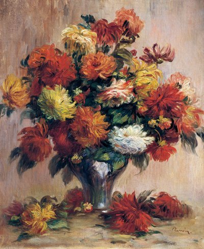 Dahlias, Pierre-Auguste Renoir, tuval üzerine yağlı boya by Pierre Auguste Renoir