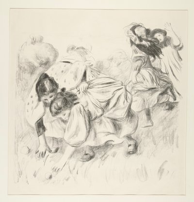 Çocuklar oynuyor mu? top (Top Oynayan Çocuklar) by Pierre Auguste Renoir