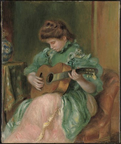 Gitarlı Kadın, c. 1896-1897 (tuval üzerine yağlı boya) by Pierre Auguste Renoir