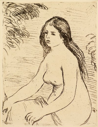 Oturan çıplak kadın [Nude bather] by Pierre Auguste Renoir