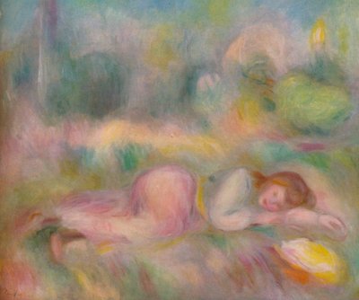 Çimlerde yatan kız, c1890 by Pierre Auguste Renoir