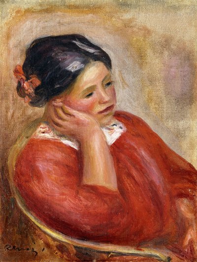 Gabrielle Eğilerek; Gabrielle Acoudee, by Pierre Auguste Renoir
