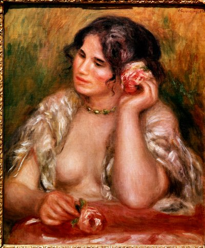 Gabrielle gülü aldı (tuval üzerine yağlı boya by Pierre Auguste Renoir