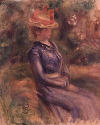hasır şapka giyen kız by Pierre Auguste Renoir