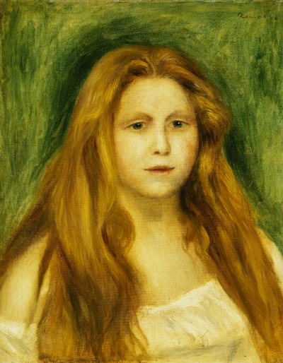 Kız Başkanı; Bir Genç Kızın Başı, 1888 by Pierre Auguste Renoir