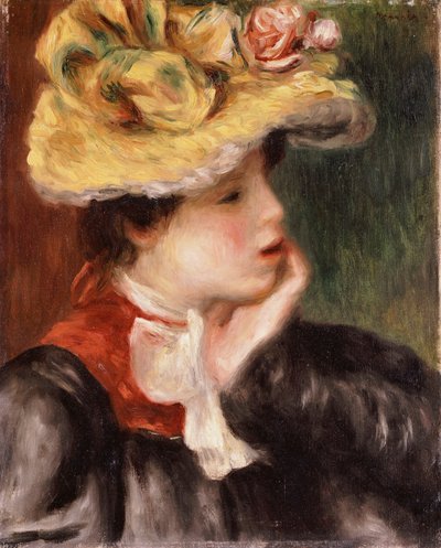 Sarı Şapkalı Kızın Başı by Pierre Auguste Renoir