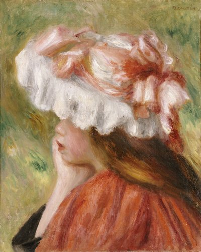 Kırmızı Şapkalı Genç Bir Kızın Başı by Pierre Auguste Renoir